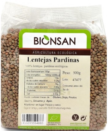 Lentejas Pardinas Eco 500Gr